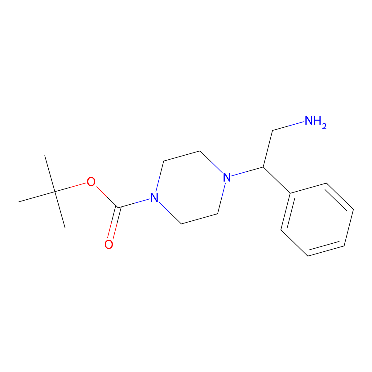 Tert-butyl 4-(2-amino-1-phenylethyl)piperazine-1-carboxylate molecular structure, CAS 444892-54-0