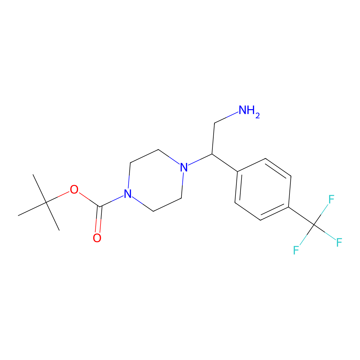 t-Butyl4-(2-amino-1-(4-(trifluoromethyl)phenyl)ethyl)piperazine carboxylate molecular structure, CAS 444892-59-5