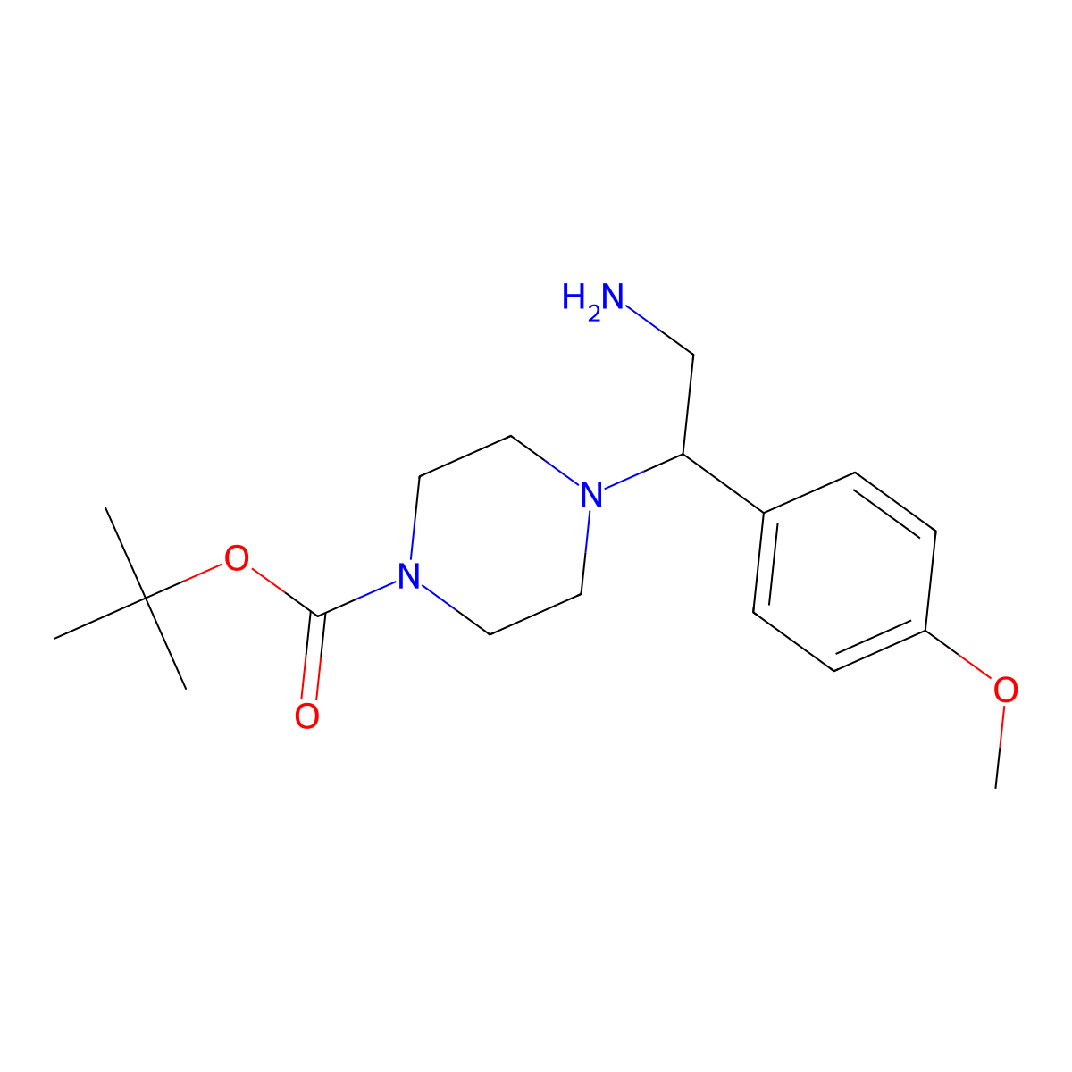 2-(N-Boc-piperazino)-2-(4-methoxyphenyl)ethylamine molecular structure, CAS 444892-61-9