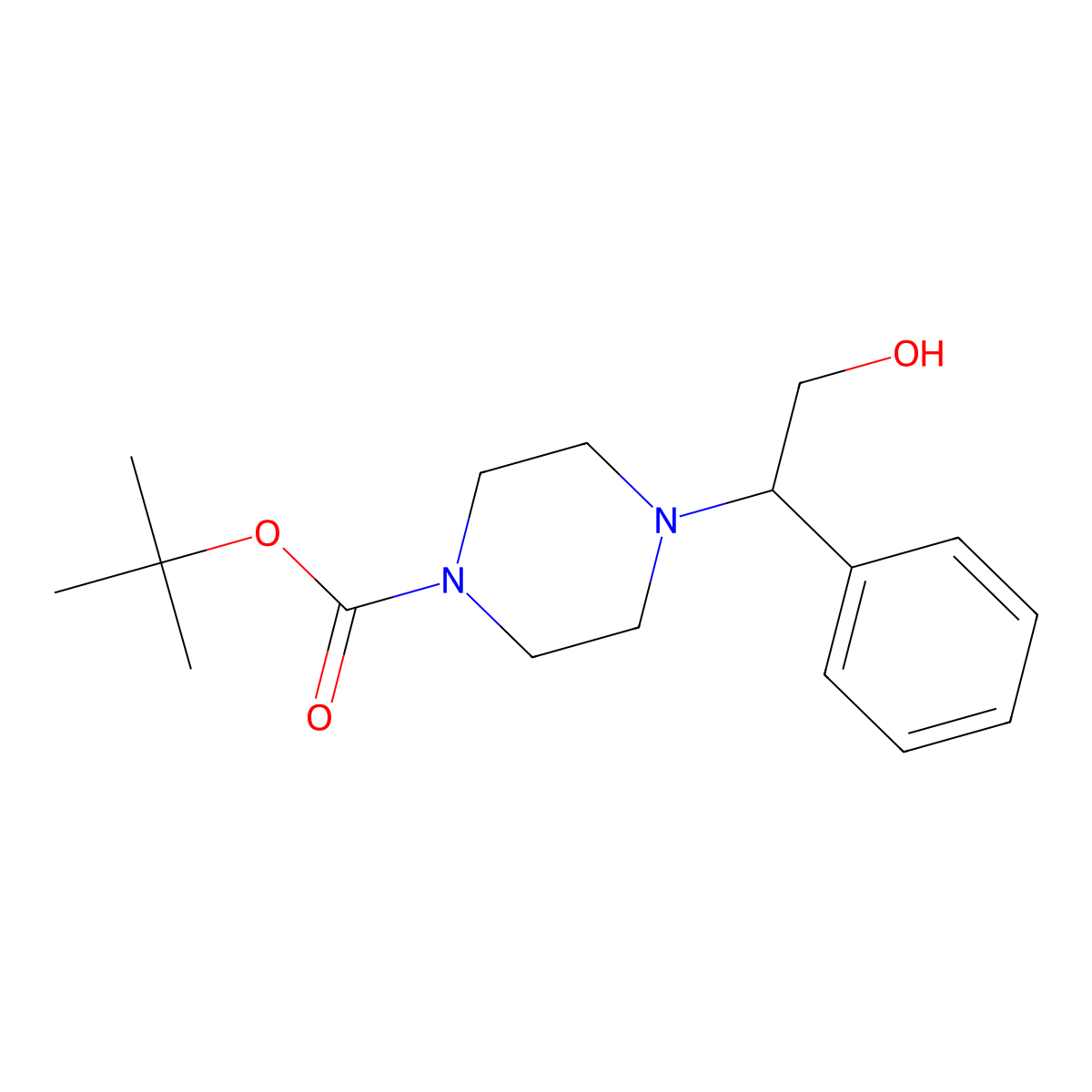 Tert-butyl 4-(2-hydroxy-1-phenylethyl)piperazine-1-carboxylate molecular structure, CAS 444893-73-6