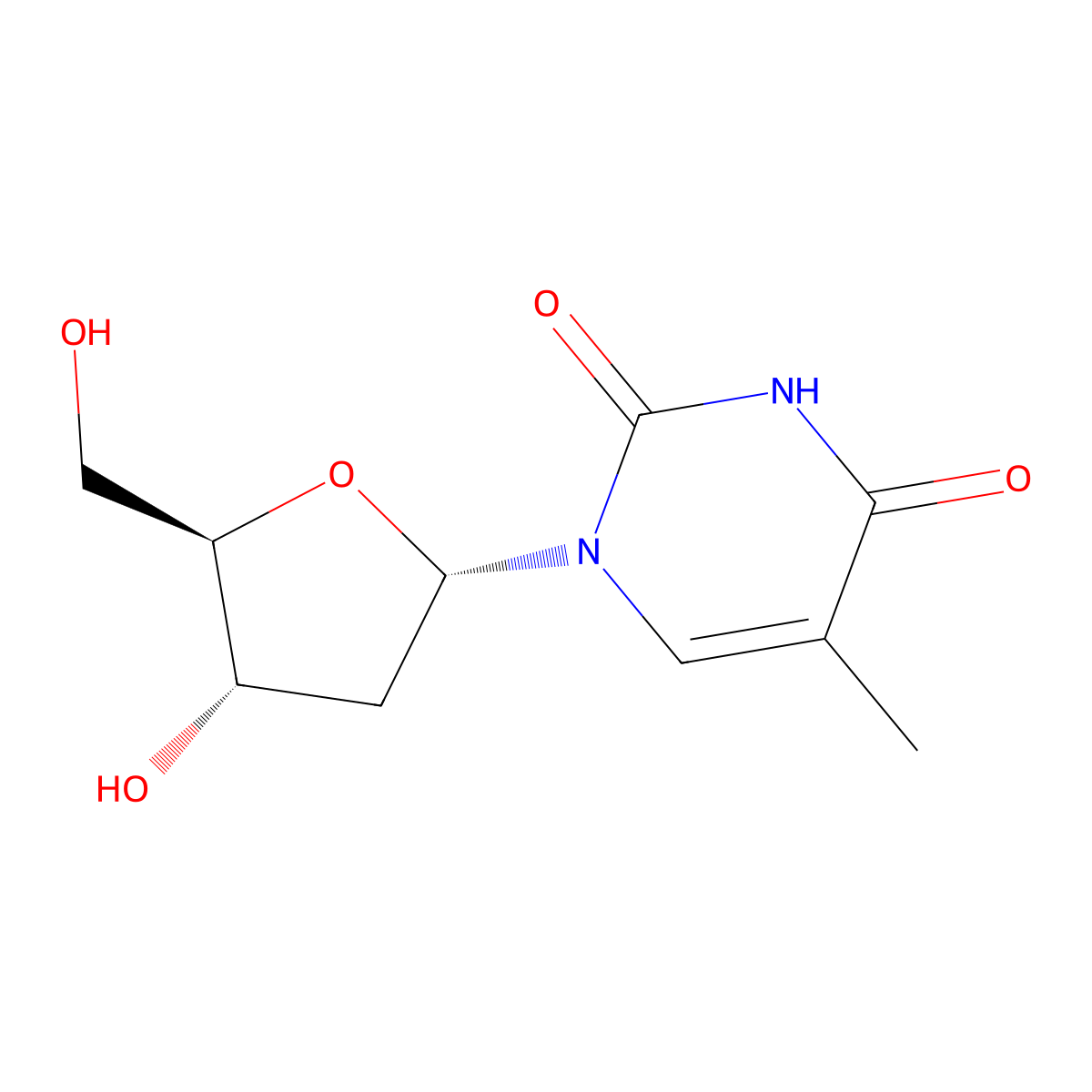 Thymidine alpha-anomer molecular structure, CAS 4449-43-8
