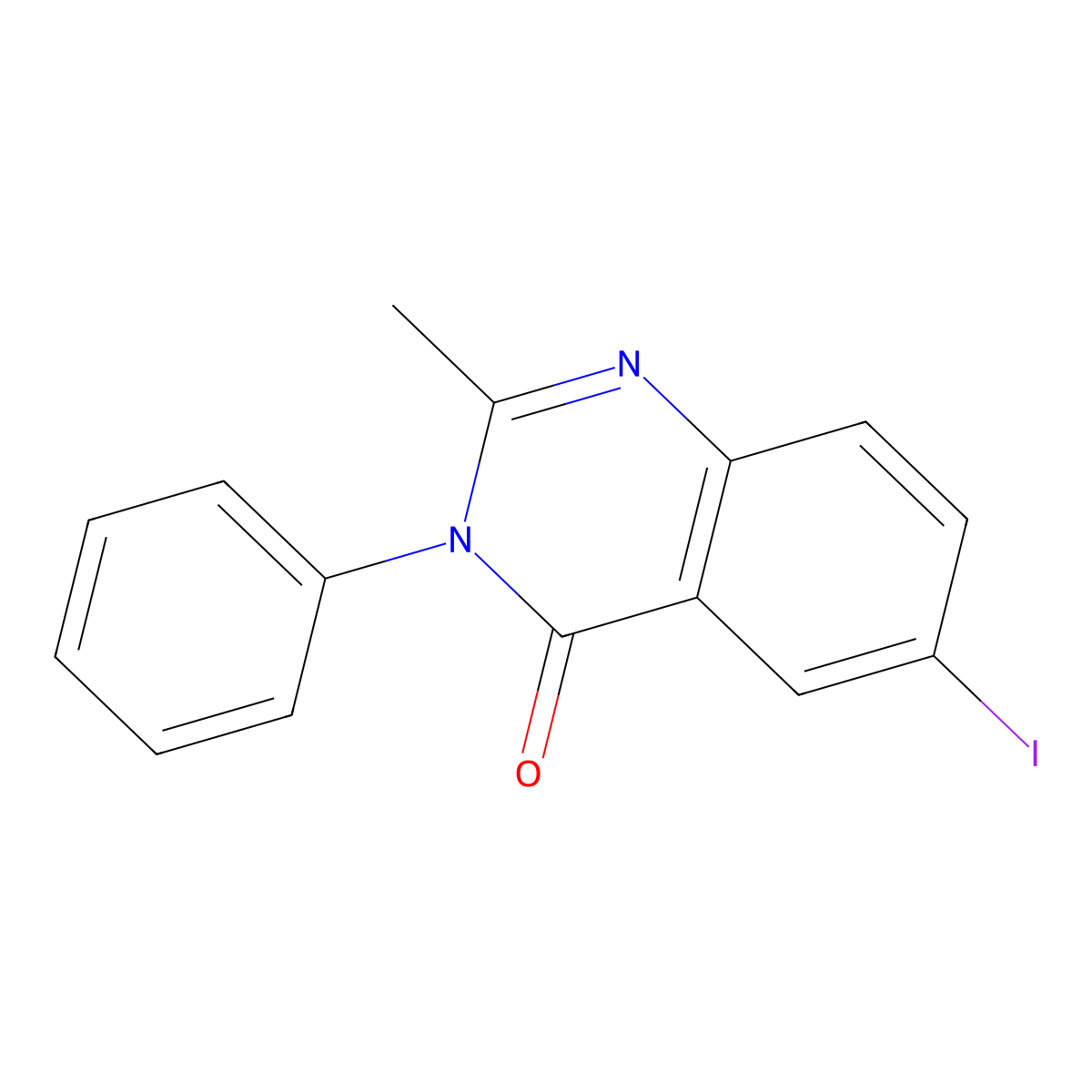 4(3H)-Quinazolinone, 6-iodo-2-methyl-3-phenyl- molecular structure, CAS 4449-71-2