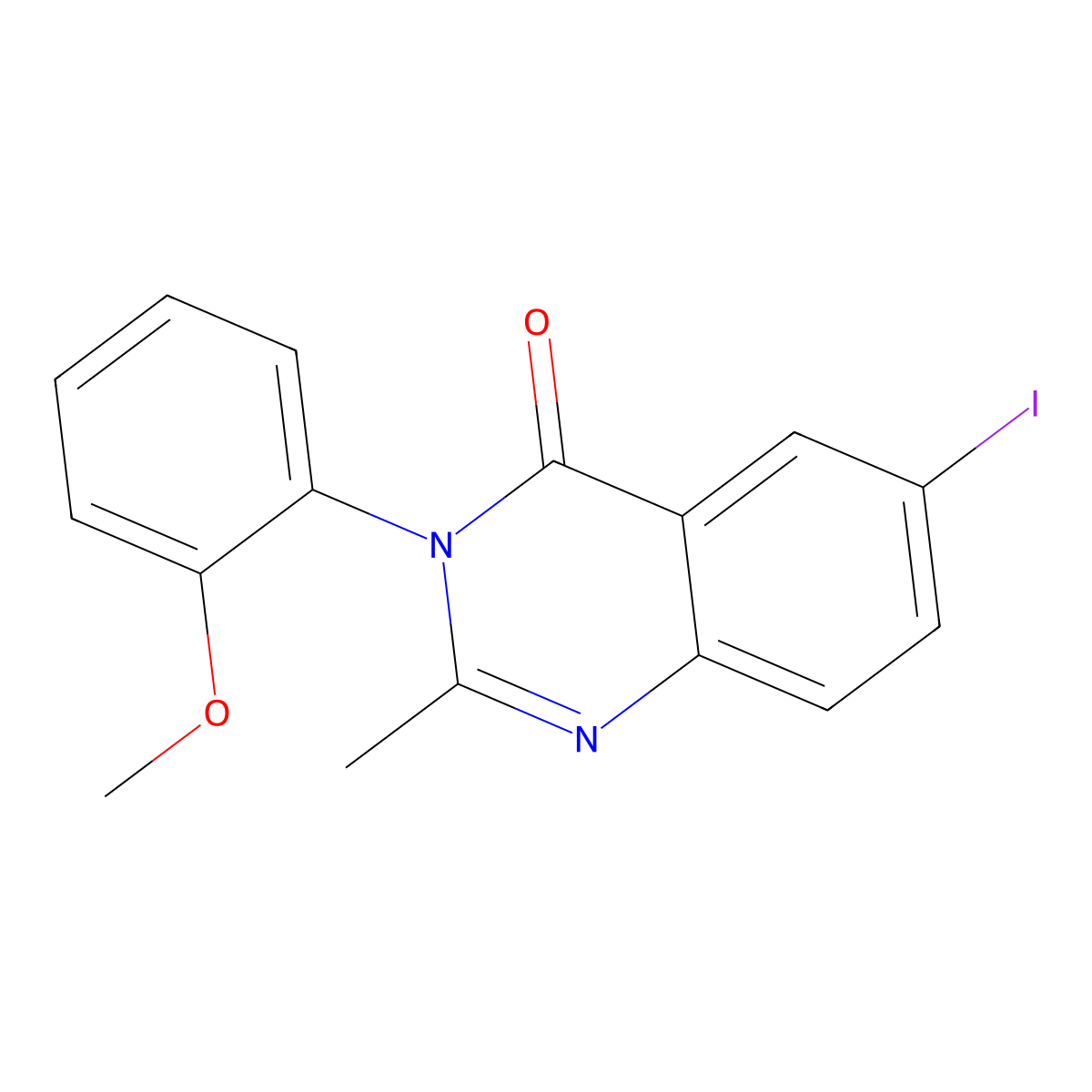 6-Iodo-3-(2-methoxyphenyl)-2-methylquinazolin-4-one molecular structure, CAS 4449-75-6