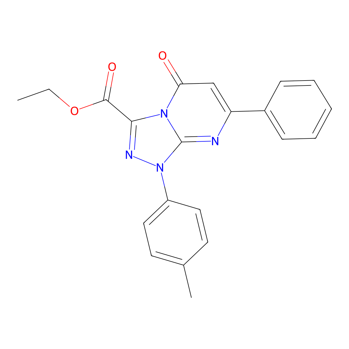 Ethyl 1-(4-methylphenyl)-5-oxo-7-phenyl-1,5-dihydro[1,2,4]triazolo[4,3-a]pyrimidine-3-carboxylate molecular structure, CAS 444902-79-8