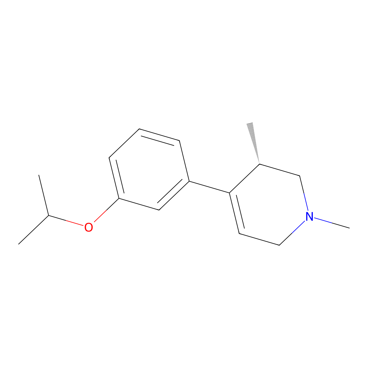 Pyridine, 1,2,3,6-tetrahydro-1,3-dimethyl-4-[3-(1-methylethoxy)phenyl]-, (3S)- molecular structure, CAS 444904-02-3