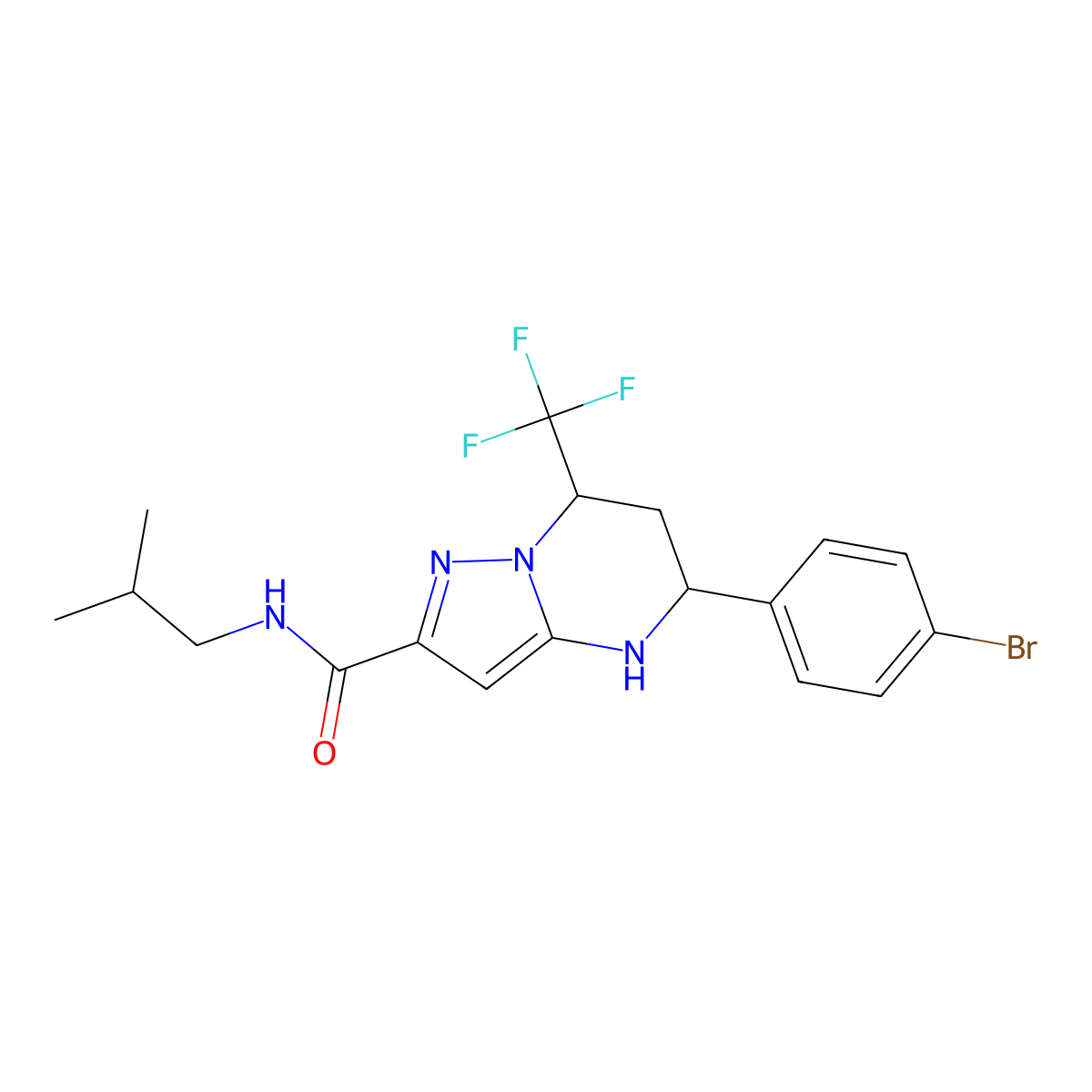 5-(4-bromophenyl)-N-isobutyl-7-(trifluoromethyl)-4,5,6,7-tetrahydropyrazolo[1,5-a]pyrimidine-2-carboxamide molecular structure, CAS 444904-87-4