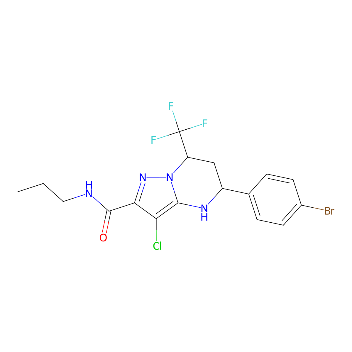 5-(4-bromophenyl)-3-chloro-N-propyl-7-(trifluoromethyl)-4,5,6,7-tetrahydropyrazolo[1,5-a]pyrimidine-2-carboxamide molecular structure, CAS 444904-90-9