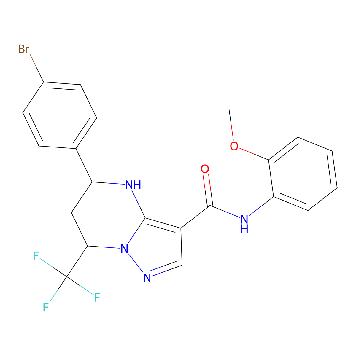 5-(4-bromophenyl)-N-(2-methoxyphenyl)-7-(trifluoromethyl)-4,5,6,7-tetrahydropyrazolo[1,5-a]pyrimidine-3-carboxamide molecular structure, CAS 444904-91-0