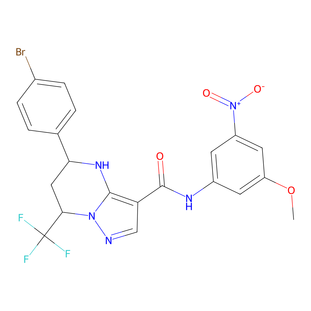5-(4-bromophenyl)-N-(3-methoxy-5-nitrophenyl)-7-(trifluoromethyl)-4,5,6,7-tetrahydropyrazolo[1,5-a]pyrimidine-3-carboxamide molecular structure, CAS 444904-94-3