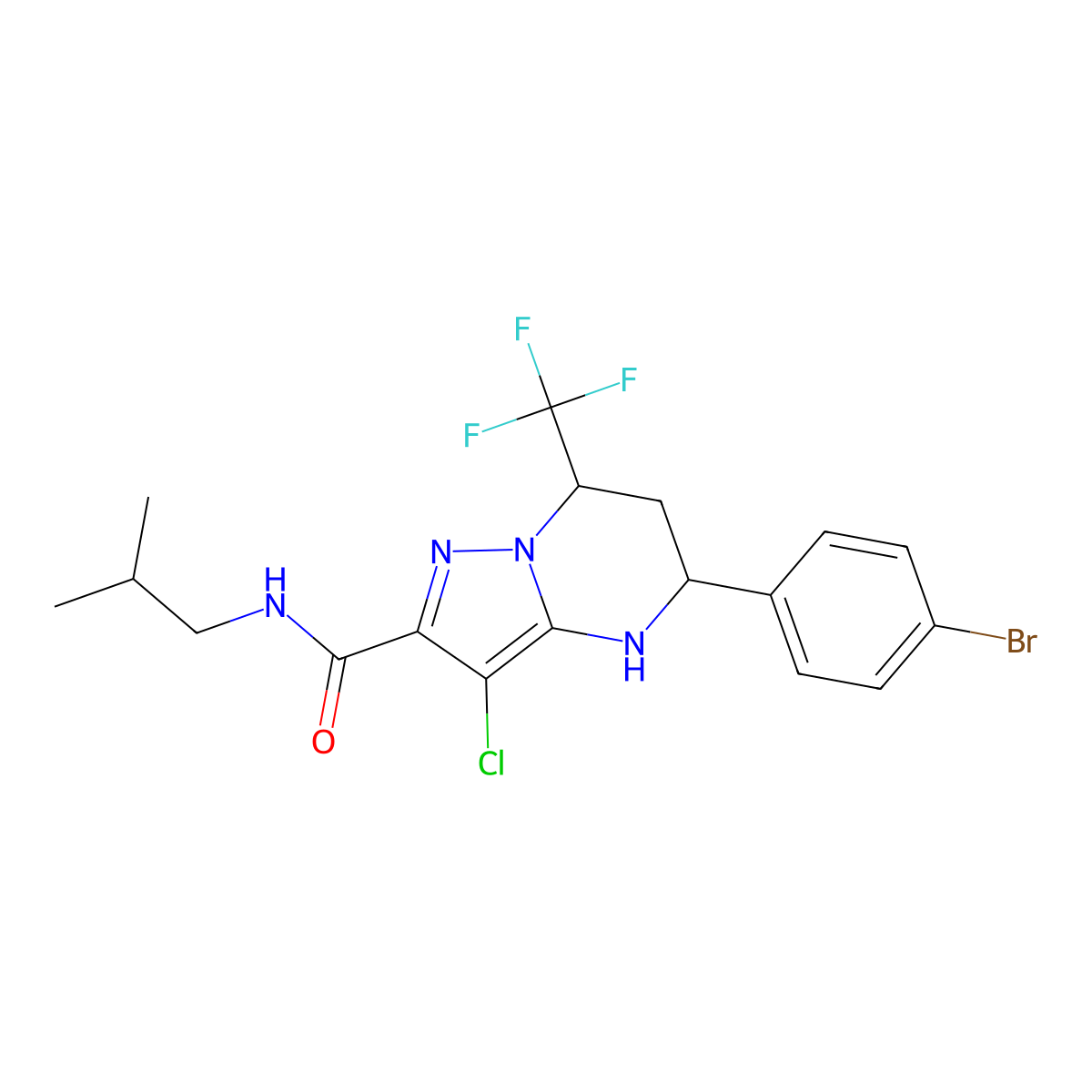 5-(4-bromophenyl)-3-chloro-N-isobutyl-7-(trifluoromethyl)-4,5,6,7-tetrahydropyrazolo[1,5-a]pyrimidine-2-carboxamide molecular structure, CAS 444905-00-4