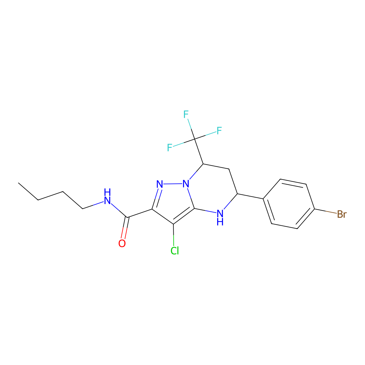 5-(4-bromophenyl)-N-butyl-3-chloro-7-(trifluoromethyl)-4,5,6,7-tetrahydropyrazolo[1,5-a]pyrimidine-2-carboxamide molecular structure, CAS 444905-14-0