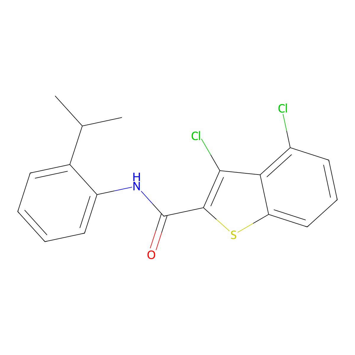 3,4-dichloro-N-(2-propan-2-ylphenyl)-1-benzothiophene-2-carboxamide molecular structure, CAS 444905-23-1
