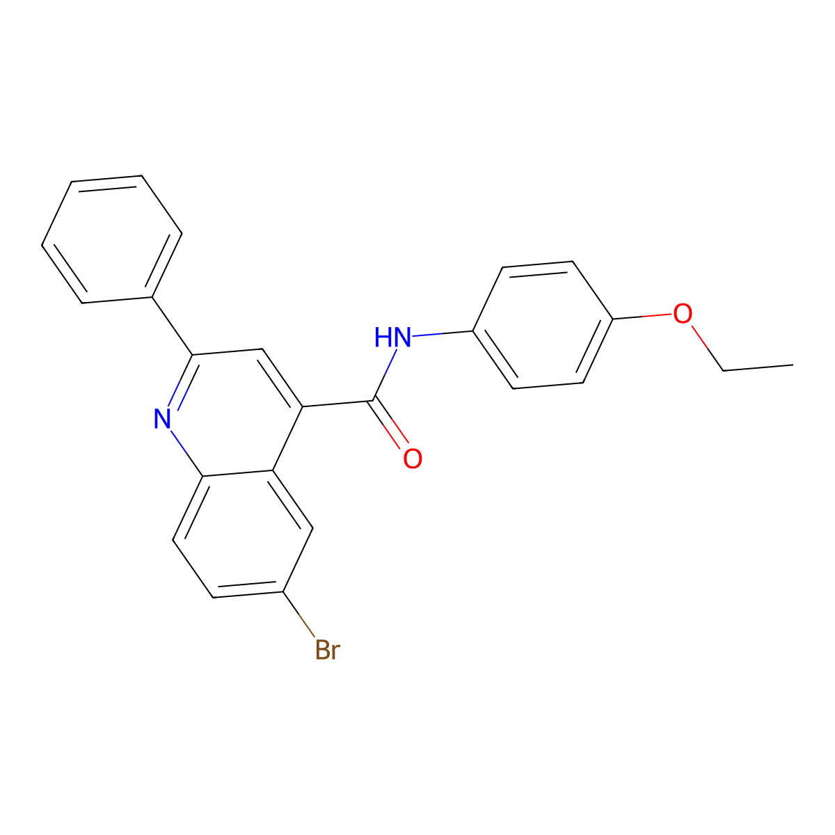 6-bromo-N-(4-ethoxyphenyl)-2-phenylquinoline-4-carboxamide molecular structure, CAS 444905-33-3