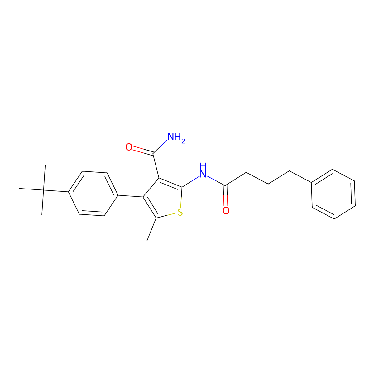 4-(4-Tert-butylphenyl)-5-methyl-2-(4-phenylbutanoylamino)thiophene-3-carboxamide molecular structure, CAS 444905-40-2