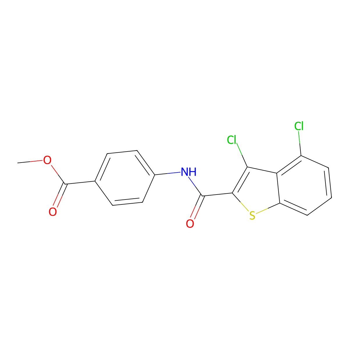 Methyl 4-[(3,4-dichloro-1-benzothiophene-2-carbonyl)amino]benzoate molecular structure, CAS 444905-49-1