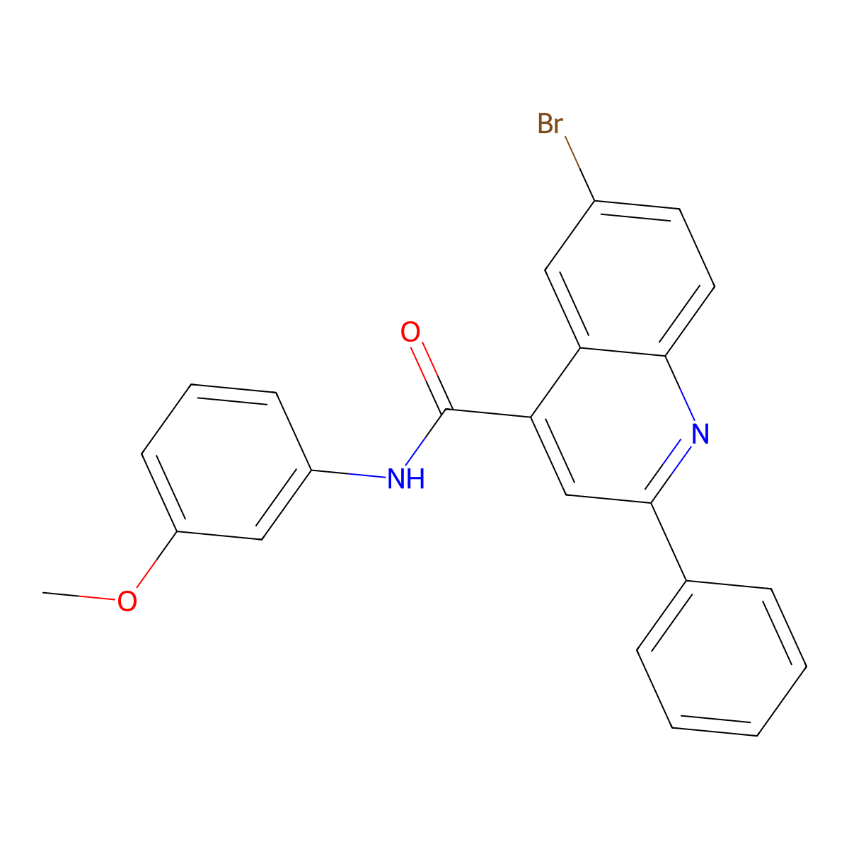 6-bromo-N-(3-methoxyphenyl)-2-phenylquinoline-4-carboxamide molecular structure, CAS 444905-59-3