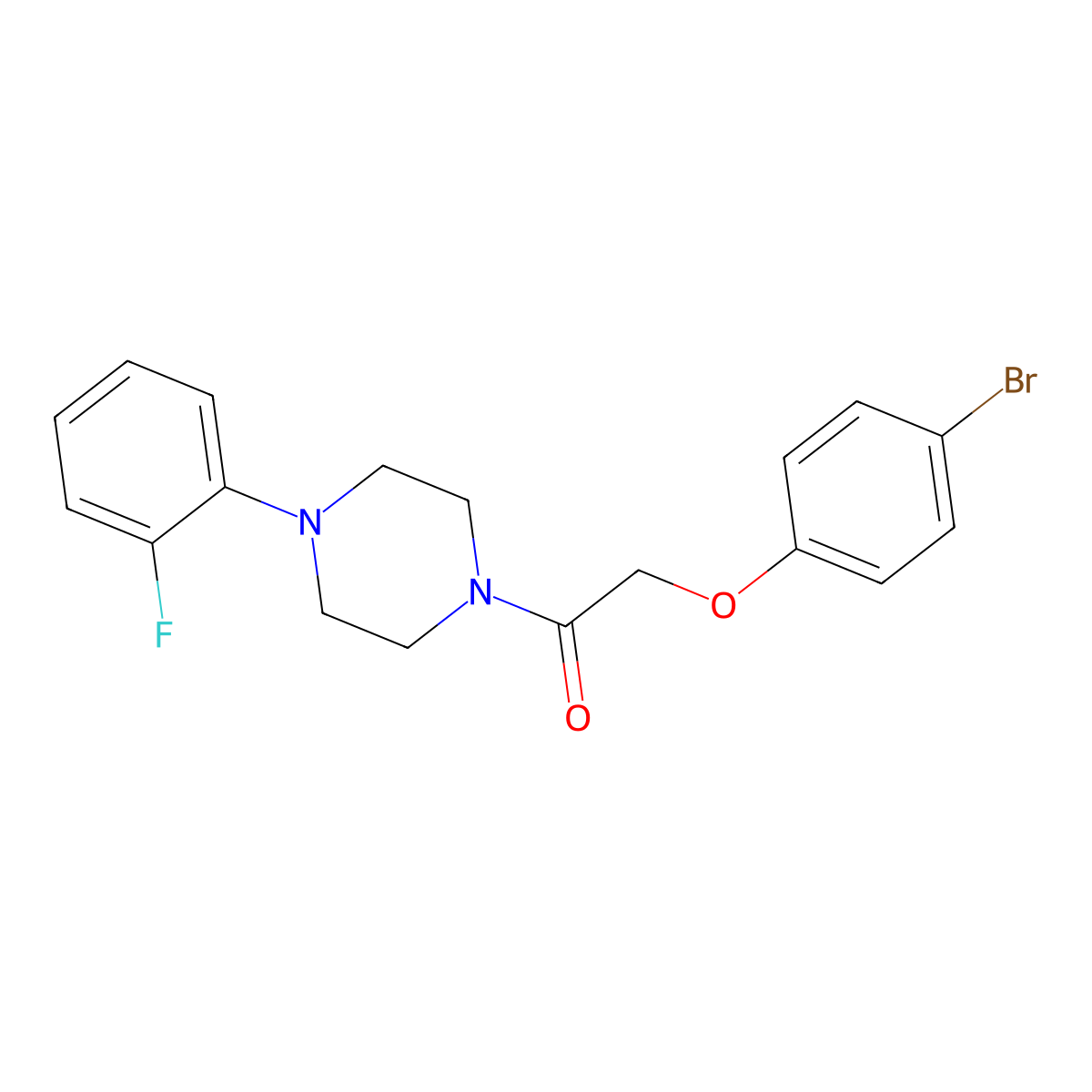 2-(4-Bromophenoxy)-1-[4-(2-fluorophenyl)piperazin-1-yl]ethanone molecular structure, CAS 444905-65-1