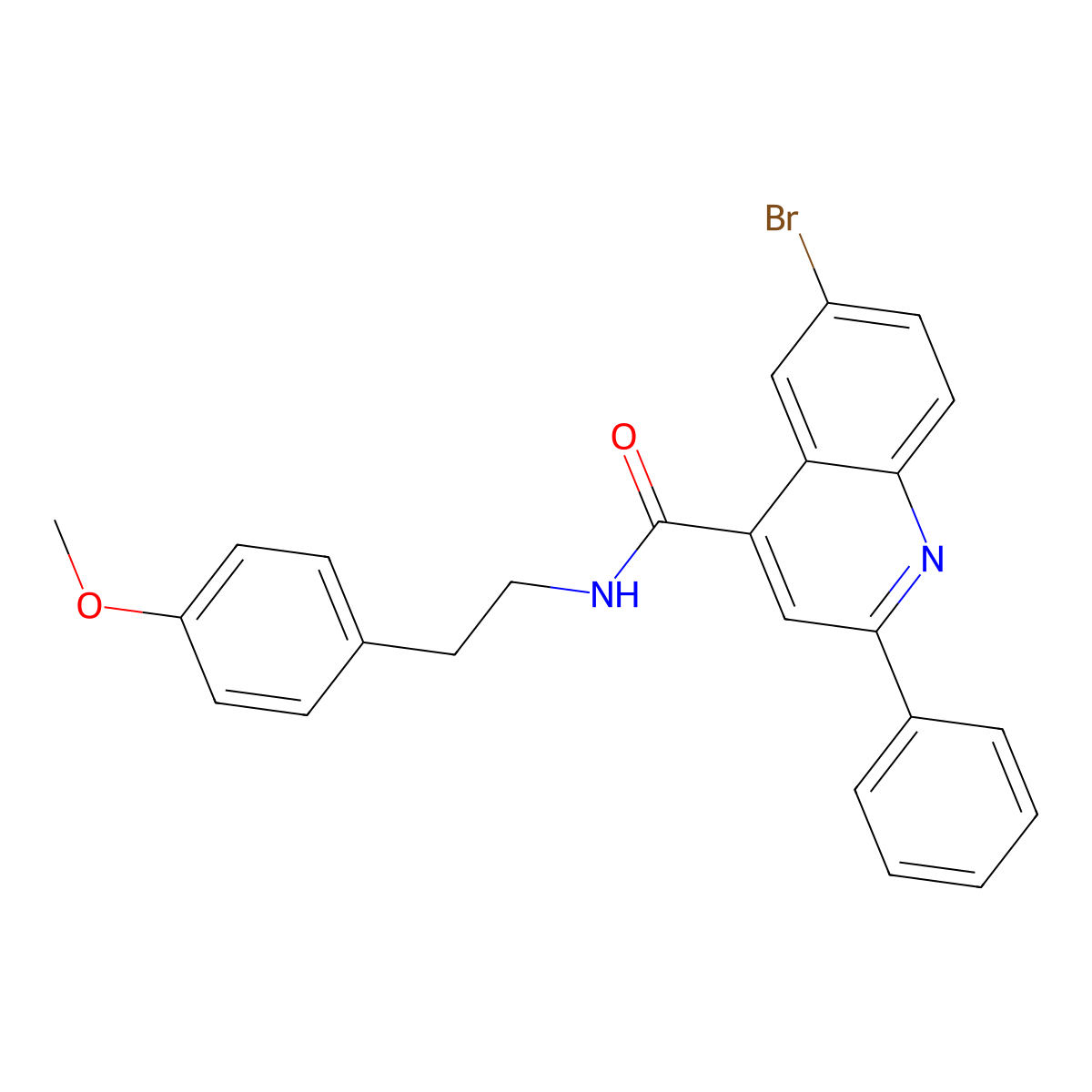 6-bromo-N-[2-(4-methoxyphenyl)ethyl]-2-phenylquinoline-4-carboxamide molecular structure, CAS 444905-66-2
