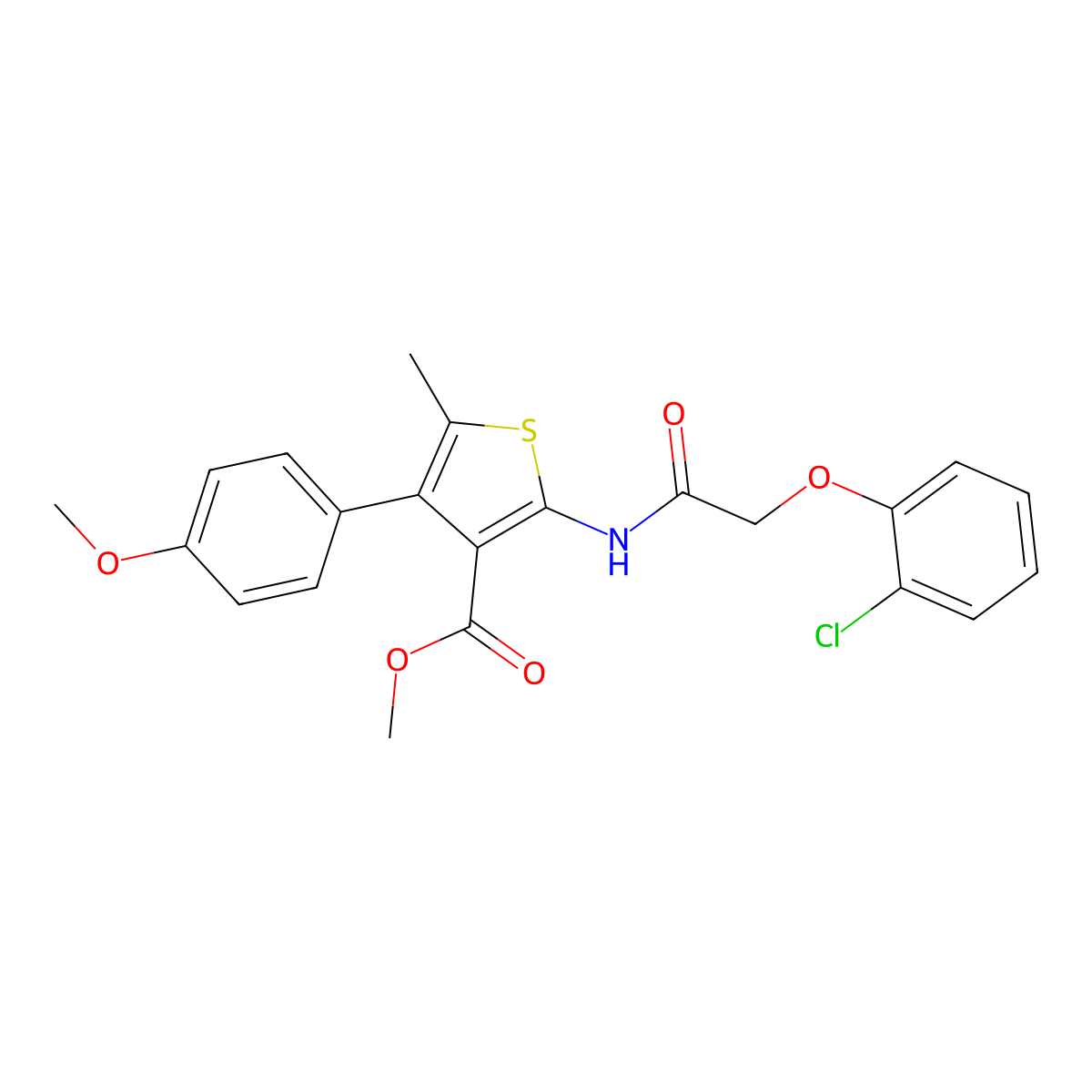 Methyl 2-{[(2-chlorophenoxy)acetyl]amino}-4-(4-methoxyphenyl)-5-methyl-3-thiophenecarboxylate molecular structure, CAS 444905-81-1