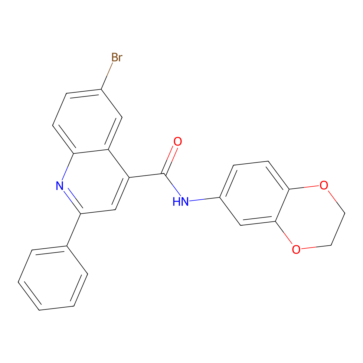 6-bromo-N-(2,3-dihydro-1,4-benzodioxin-6-yl)-2-phenyl-4-quinolinecarboxamide molecular structure, CAS 444905-96-8