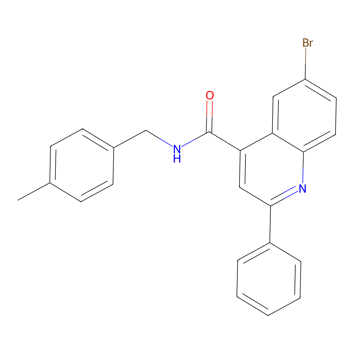 6-bromo-N-[(4-methylphenyl)methyl]-2-phenylquinoline-4-carboxamide molecular structure, CAS 444906-08-5