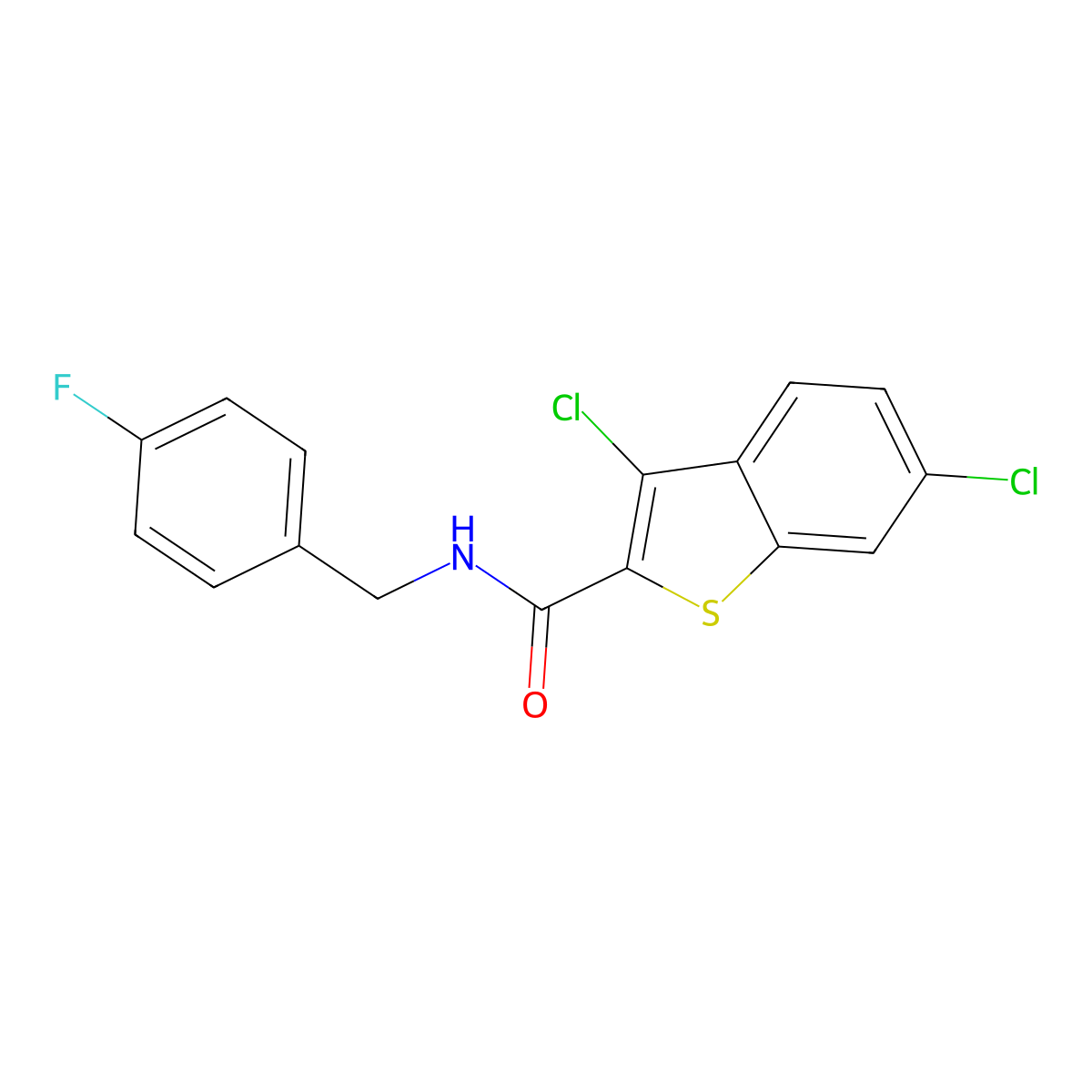 3,6-dichloro-N-(4-fluorobenzyl)-1-benzothiophene-2-carboxamide molecular structure, CAS 444906-12-1