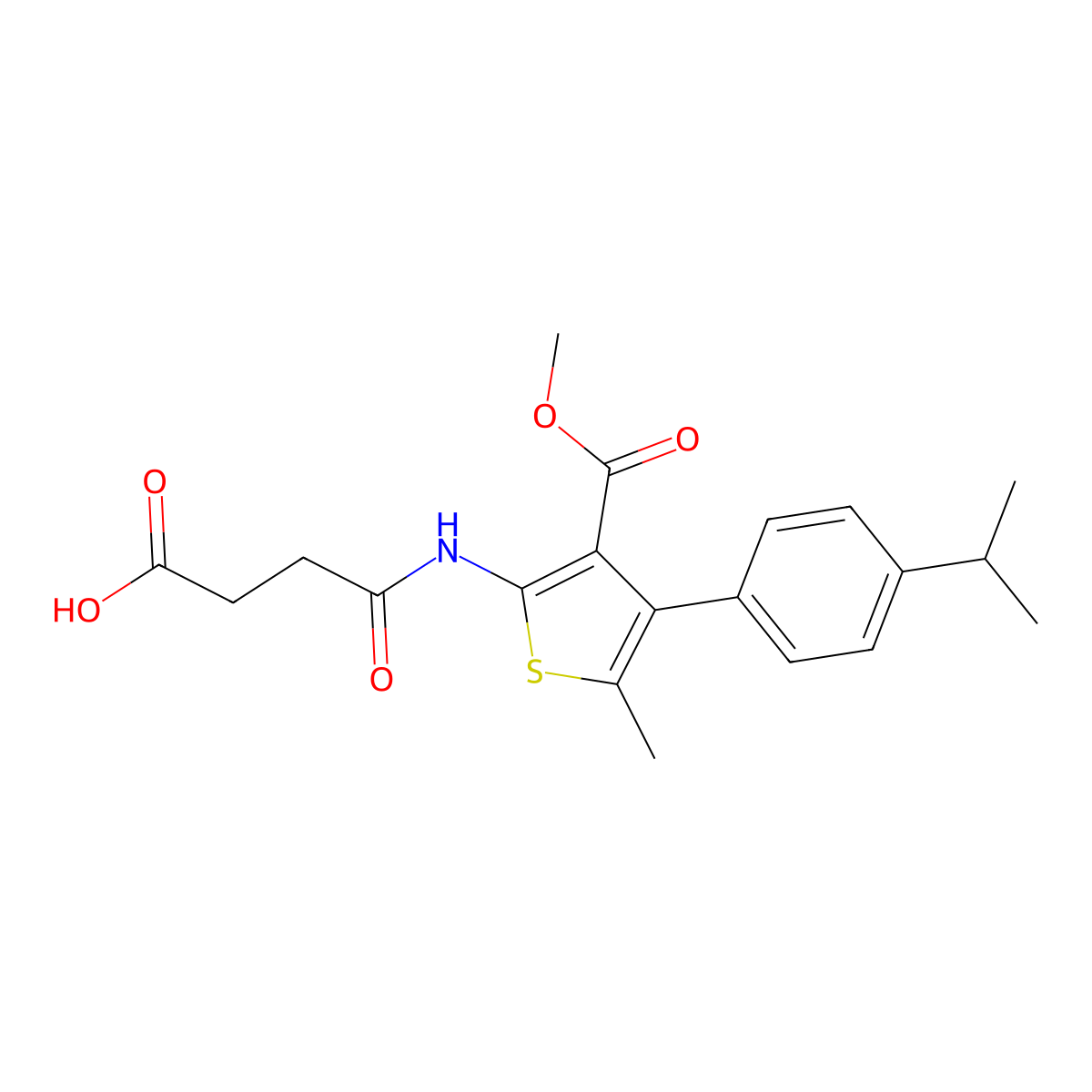 4-[[3-Methoxycarbonyl-5-methyl-4-(4-propan-2-ylphenyl)thiophen-2-yl]amino]-4-oxobutanoic acid molecular structure, CAS 444906-19-8