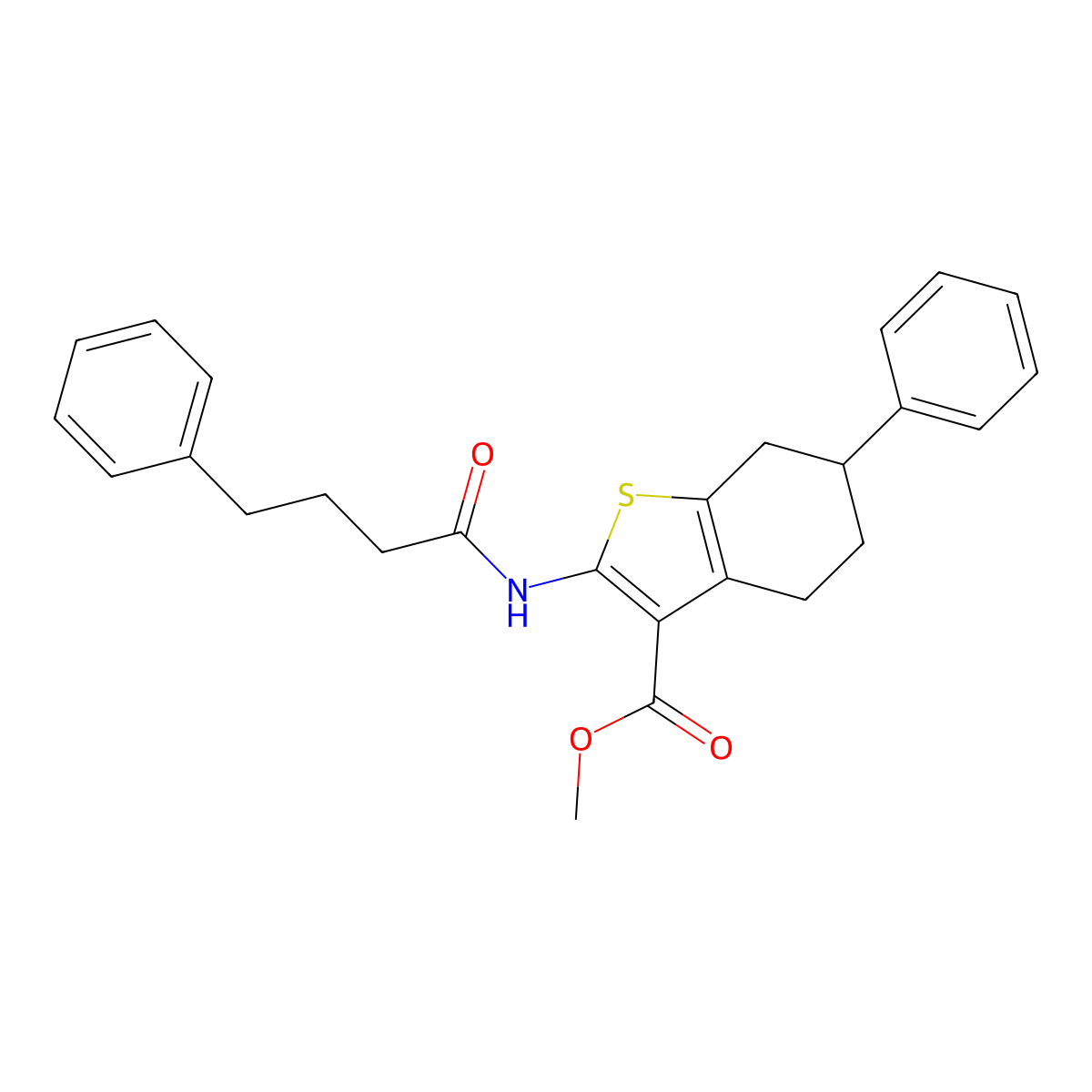 Methyl 6-phenyl-2-[(4-phenylbutanoyl)amino]-4,5,6,7-tetrahydro-1-benzothiophene-3-carboxylate molecular structure, CAS 444906-21-2
