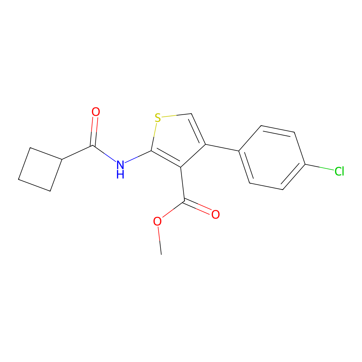 Methyl 4-(4-chlorophenyl)-2-(cyclobutanecarbonylamino)thiophene-3-carboxylate molecular structure, CAS 444906-29-0