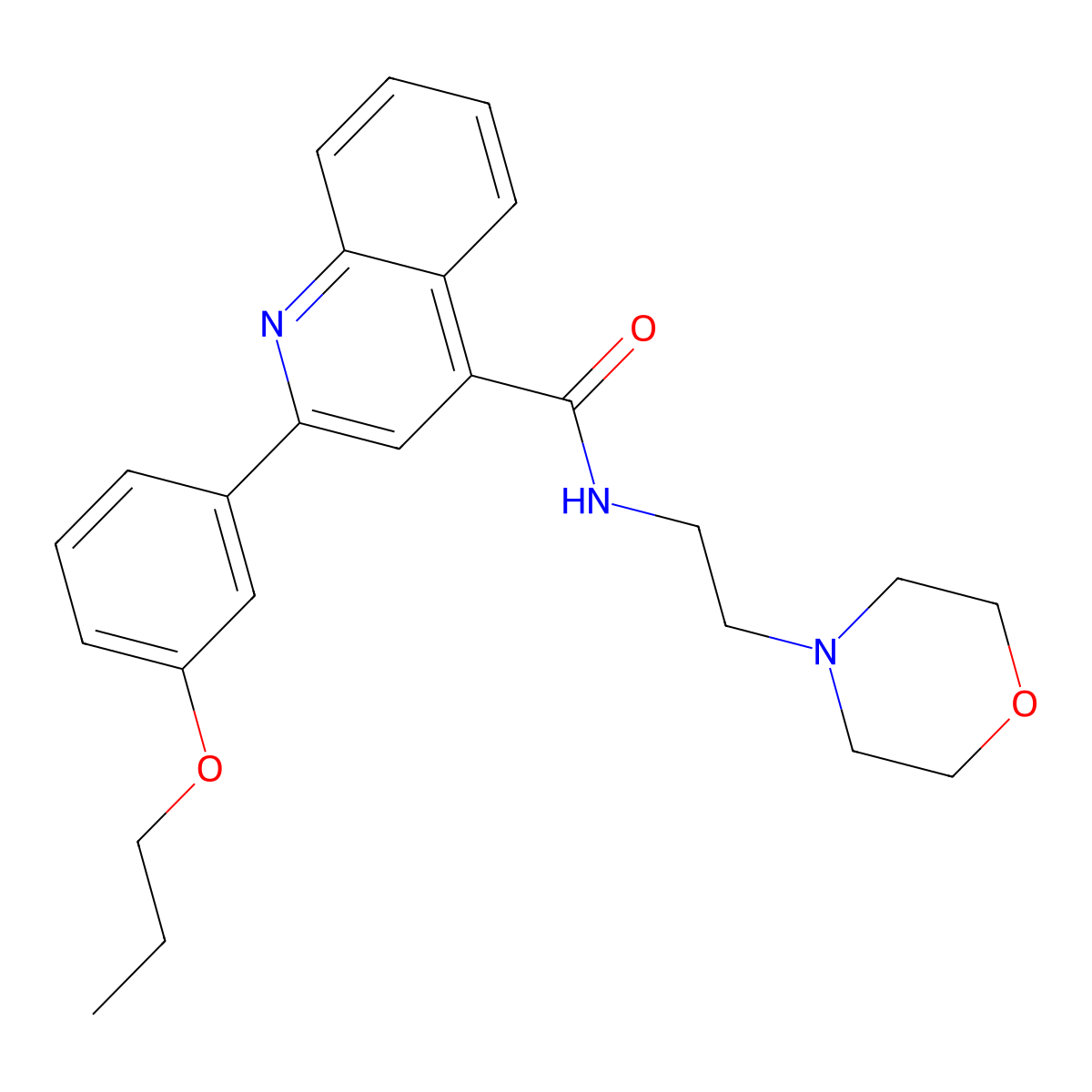 N-(2-morpholin-4-ylethyl)-2-(3-propoxyphenyl)quinoline-4-carboxamide molecular structure, CAS 444906-38-1