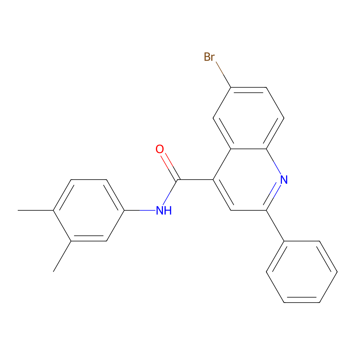 6-bromo-N-(3,4-dimethylphenyl)-2-phenyl-4-quinolinecarboxamide molecular structure, CAS 444906-44-9