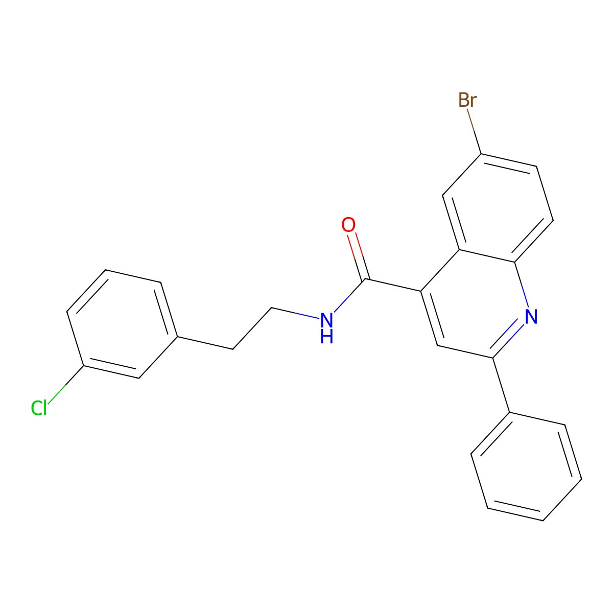 6-bromo-N-[2-(3-chlorophenyl)ethyl]-2-phenylquinoline-4-carboxamide molecular structure, CAS 444906-50-7