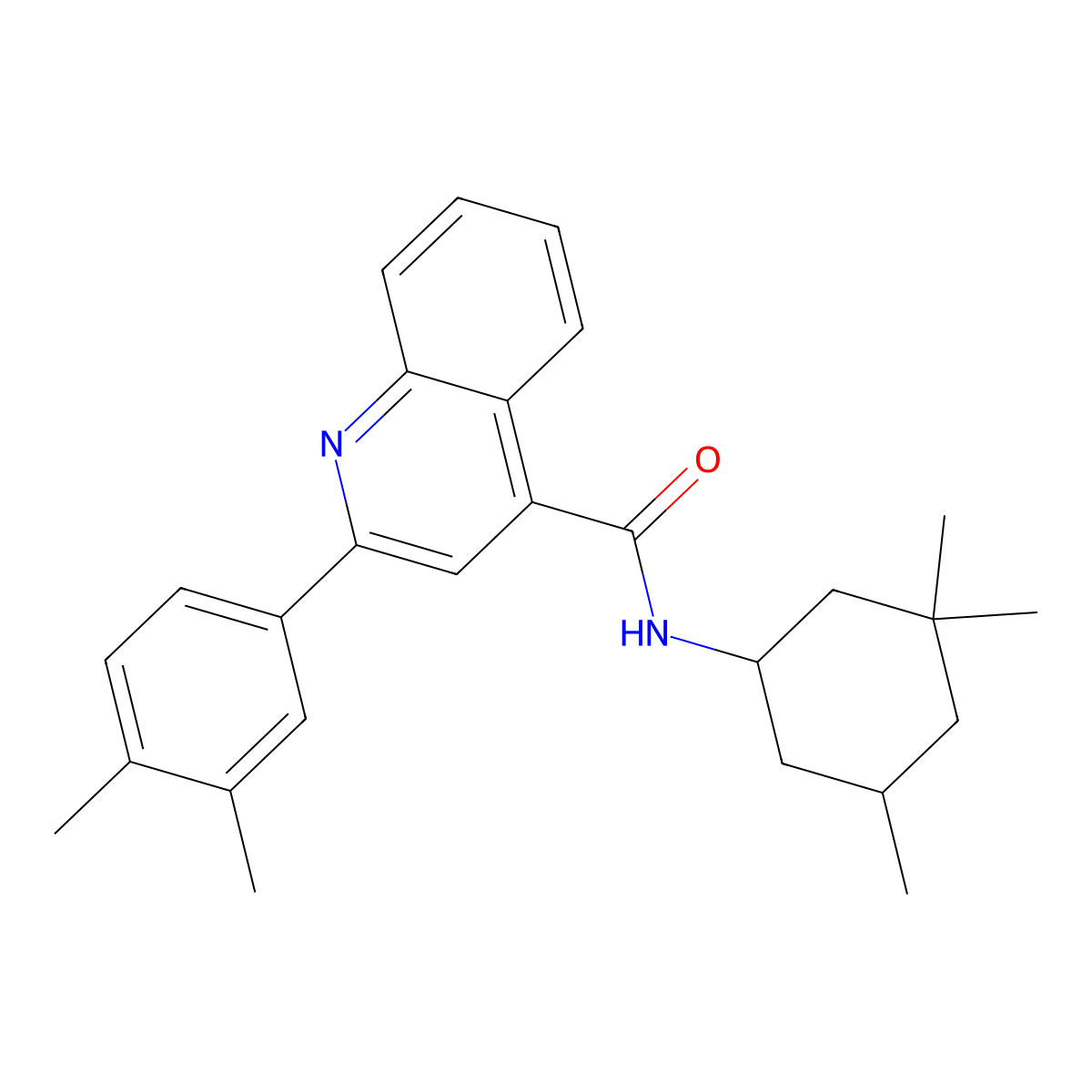 2-(3,4-dimethylphenyl)-N-(3,3,5-trimethylcyclohexyl)quinoline-4-carboxamide molecular structure, CAS 444906-52-9