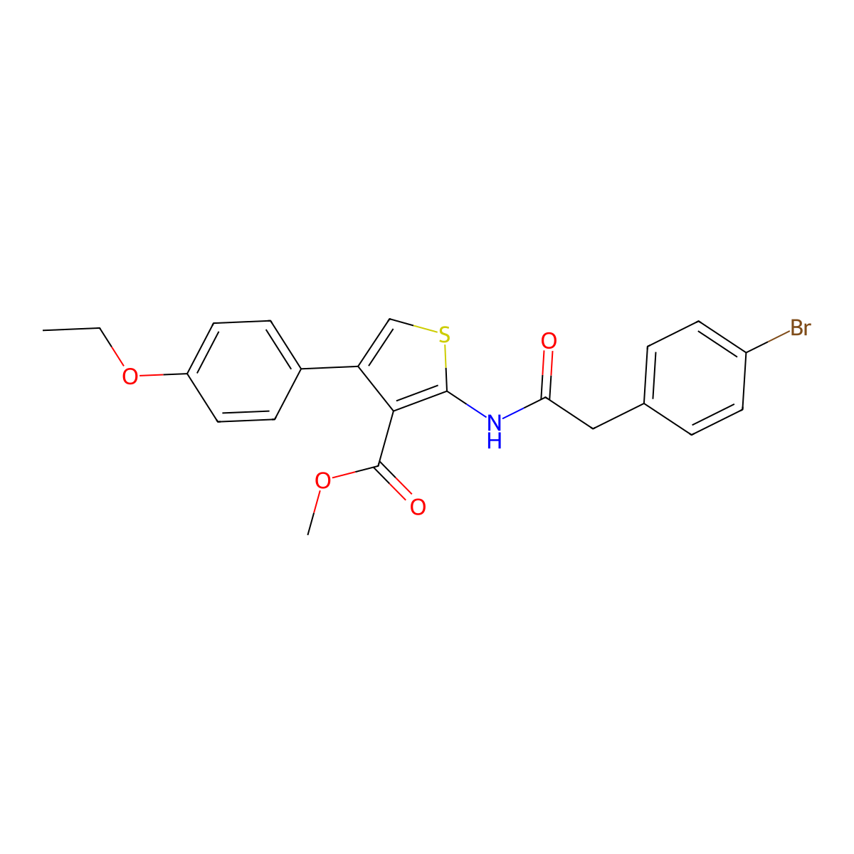 Methyl 2-{[(4-bromophenyl)acetyl]amino}-4-(4-ethoxyphenyl)-3-thiophenecarboxylate molecular structure, CAS 444906-74-5