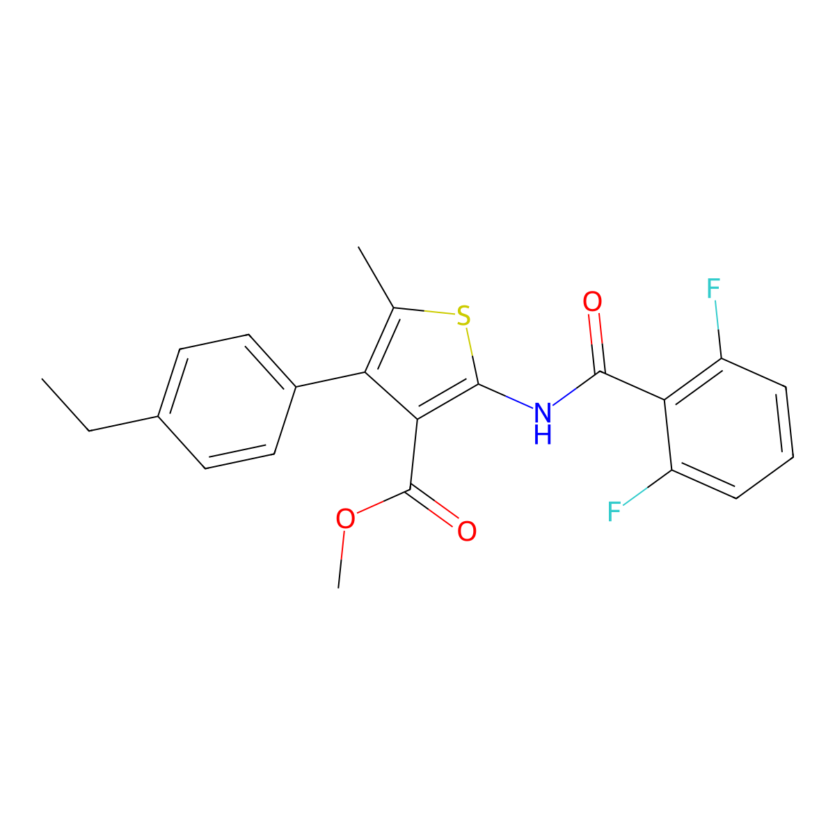 Methyl 2-[(2,6-difluorobenzoyl)amino]-4-(4-ethylphenyl)-5-methyl-3-thiophenecarboxylate molecular structure, CAS 444906-75-6
