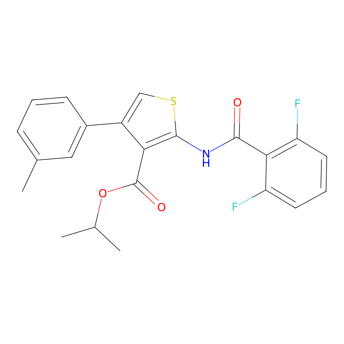 Isopropyl 2-[(2,6-difluorobenzoyl)amino]-4-(3-methylphenyl)-3-thiophenecarboxylate molecular structure, CAS 444906-76-7