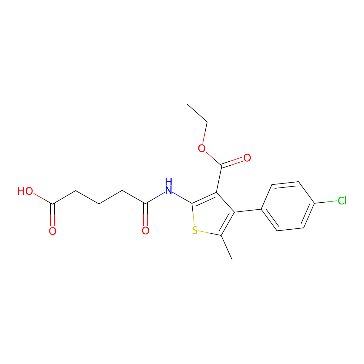 5-[[4-(4-Chlorophenyl)-3-ethoxycarbonyl-5-methylthiophen-2-yl]amino]-5-oxopentanoic acid molecular structure, CAS 444906-96-1