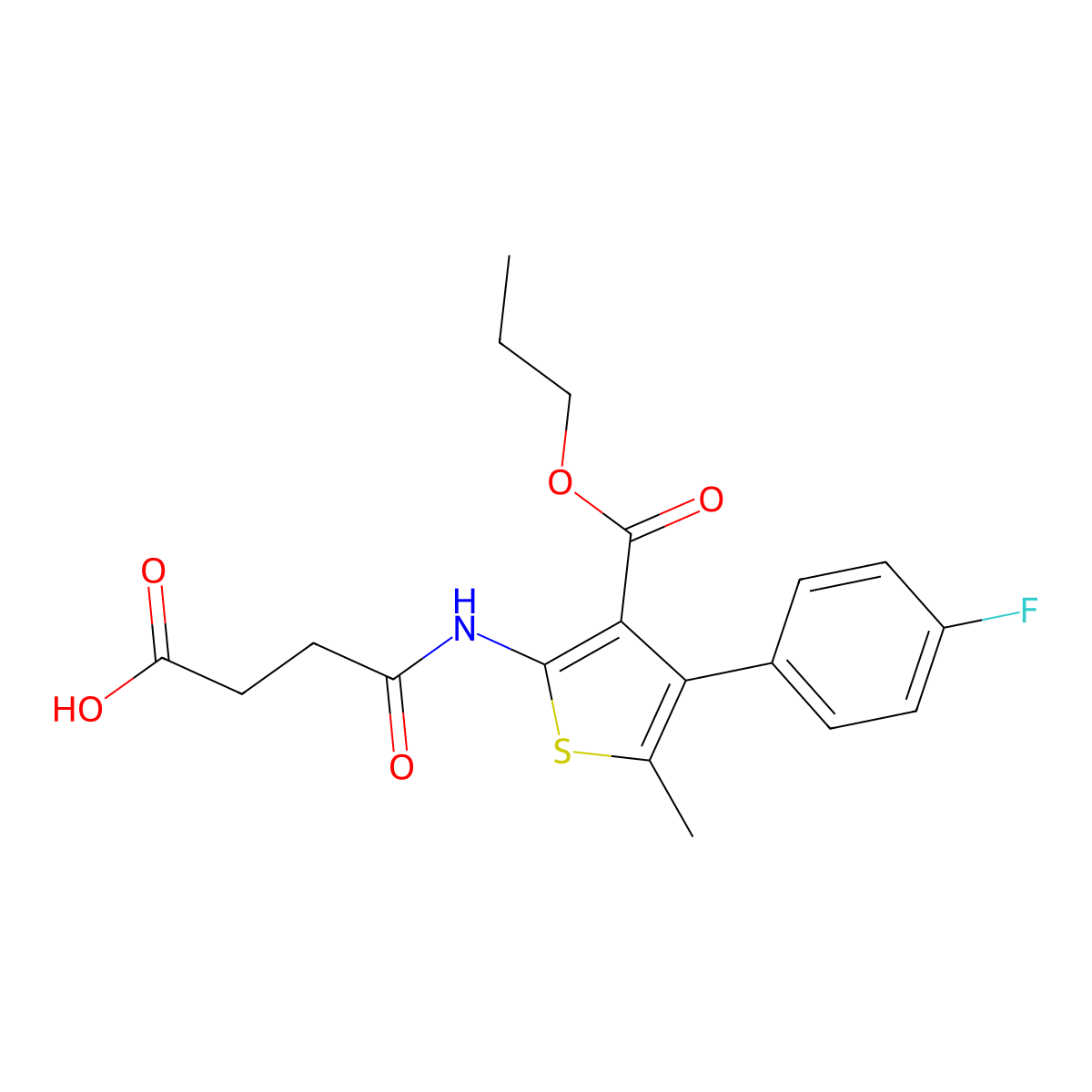 4-[[4-(4-Fluorophenyl)-5-methyl-3-propoxycarbonylthiophen-2-yl]amino]-4-oxobutanoic acid molecular structure, CAS 444906-99-4