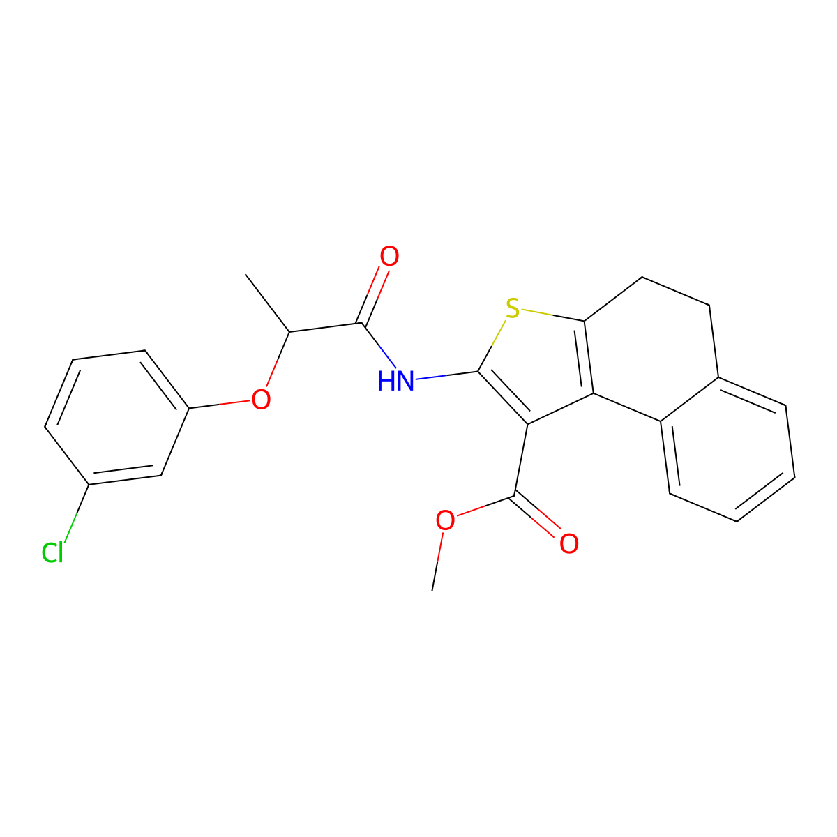 Methyl 2-{[2-(3-chlorophenoxy)propanoyl]amino}-4,5-dihydronaphtho[2,1-b]thiophene-1-carboxylate molecular structure, CAS 444907-14-6