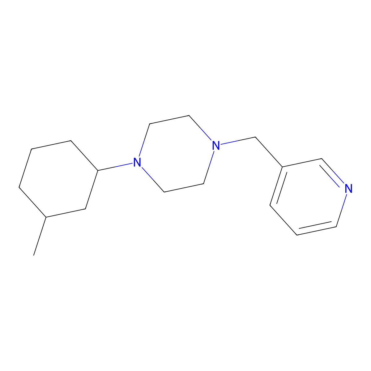 1-(3-Methylcyclohexyl)-4-(pyridin-3-ylmethyl)piperazine molecular structure, CAS 444907-27-1