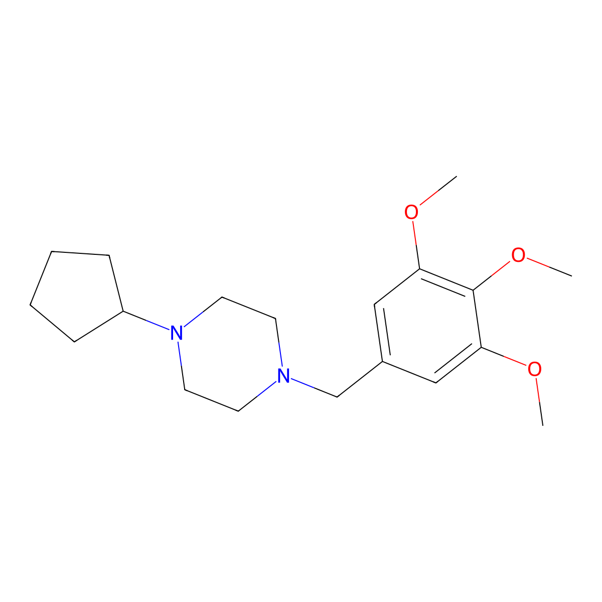 1-Cyclopentyl-4-(3,4,5-trimethoxybenzyl)piperazine molecular structure, CAS 444907-34-0