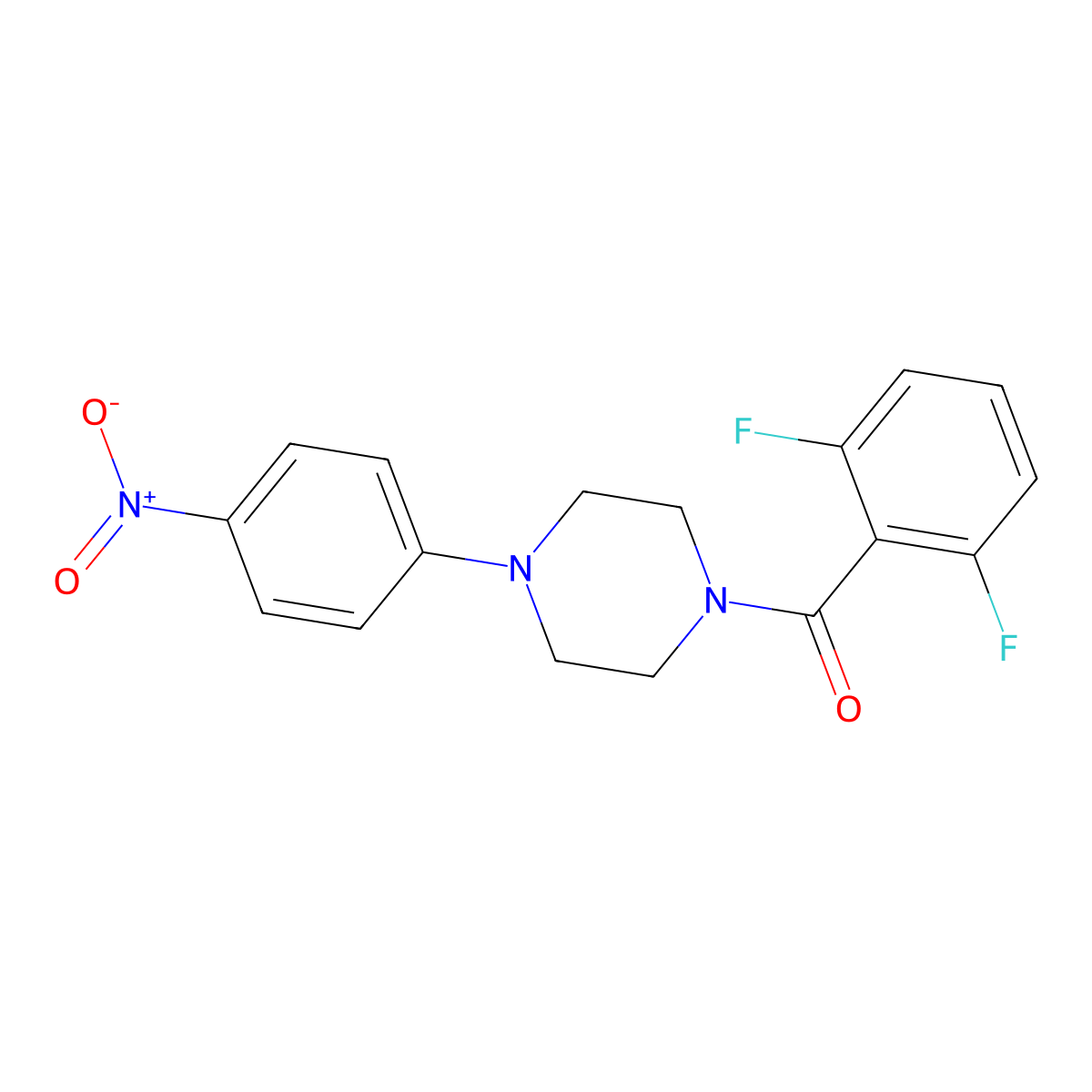 1-(2,6-Difluorobenzoyl)-4-{4-nitrophenyl}piperazine molecular structure, CAS 444907-41-9