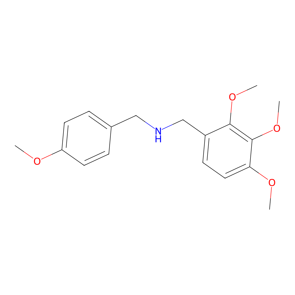 1-(4-methoxyphenyl)-N-(2,3,4-trimethoxybenzyl)methanamine molecular structure, CAS 444907-48-6