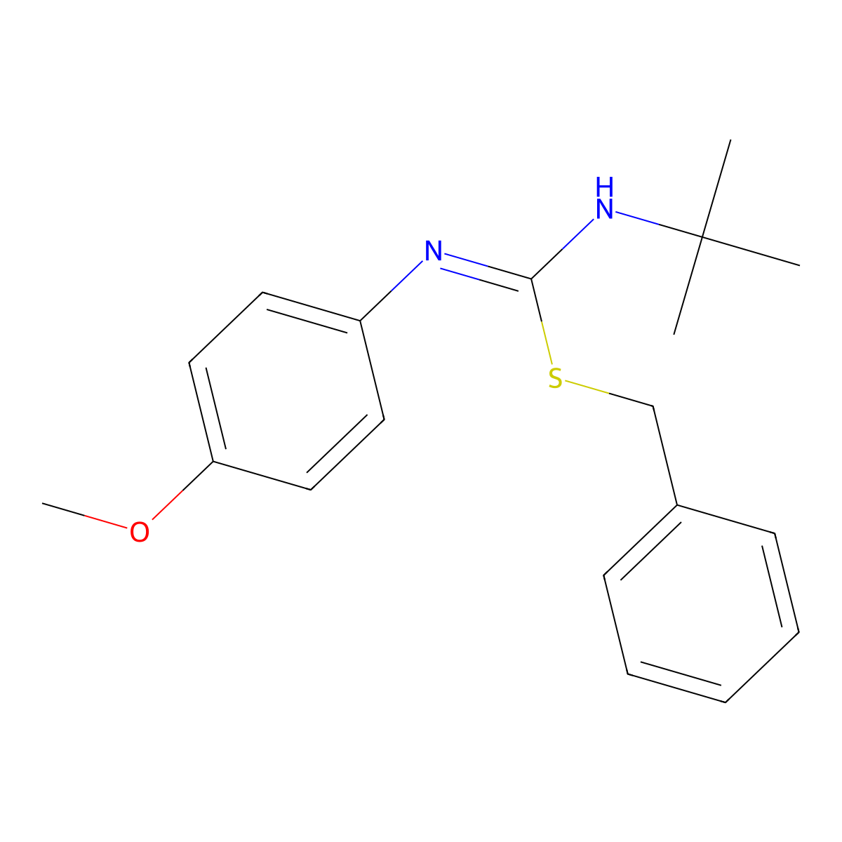 benzyl N'-tert-butyl-N-(4-methoxyphenyl)carbamimidothioate molecular structure, CAS 444907-82-8