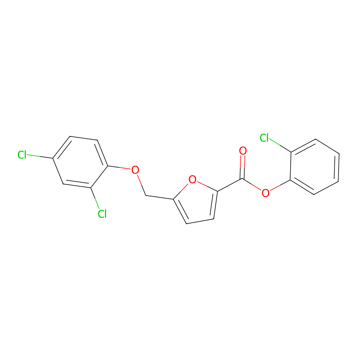 2-Chlorophenyl 5-[(2,4-dichlorophenoxy)methyl]-2-furoate molecular structure, CAS 444908-08-1