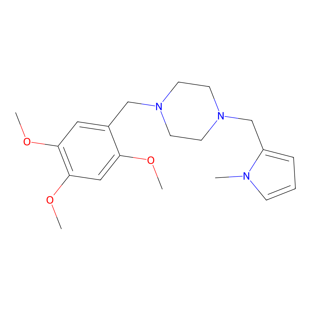 1-[(1-Methylpyrrol-2-yl)methyl]-4-[(2,4,5-trimethoxyphenyl)methyl]piperazine molecular structure, CAS 444908-86-5