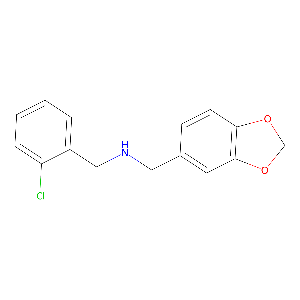 (1,3-Benzodioxol-5-ylmethyl)(2-chlorobenzyl)amine molecular structure, CAS 444908-92-3