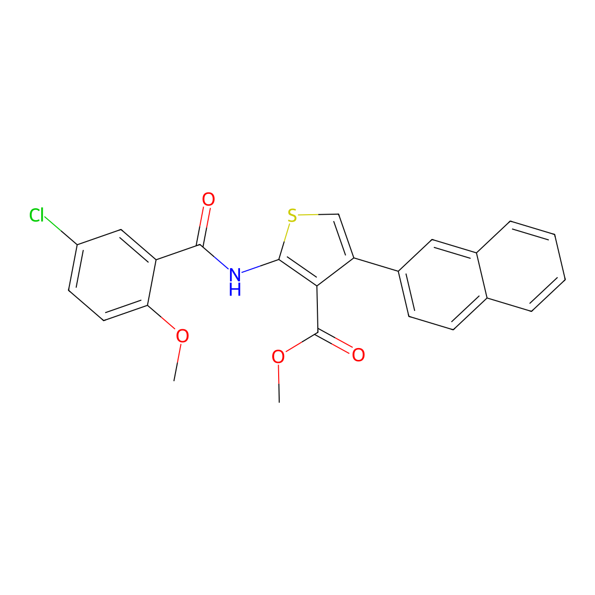 Methyl 2-[(5-chloro-2-methoxybenzoyl)amino]-4-(2-naphthyl)-3-thiophenecarboxylate molecular structure, CAS 444909-21-1