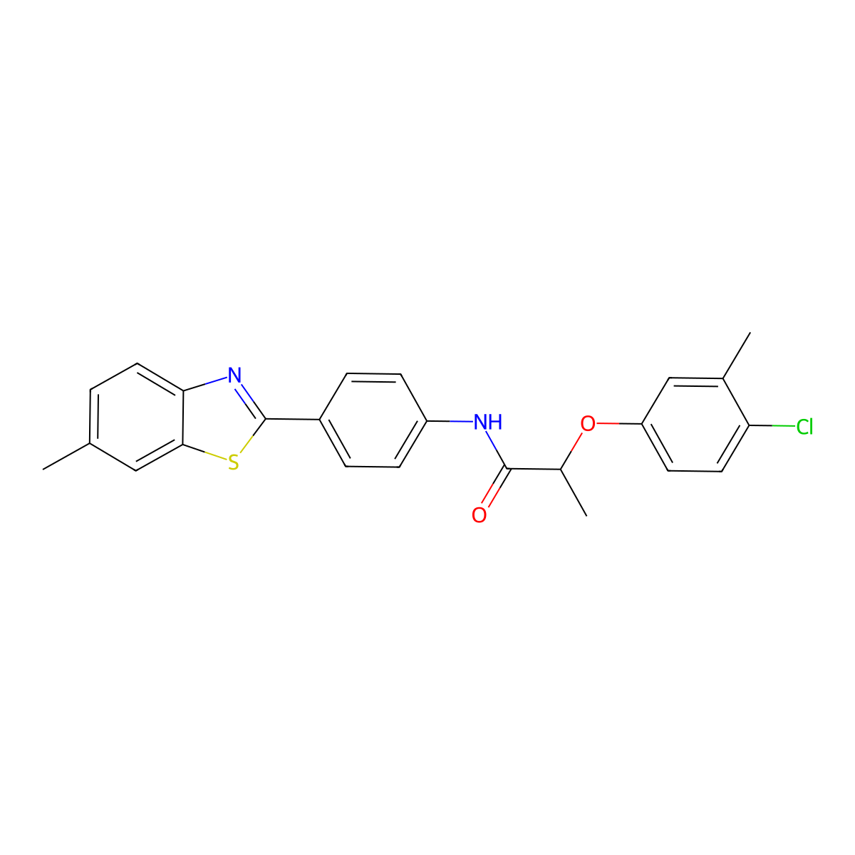 2-(4-chloro-3-methylphenoxy)-N-[4-(6-methyl-1,3-benzothiazol-2-yl)phenyl]propanamide molecular structure, CAS 444909-23-3