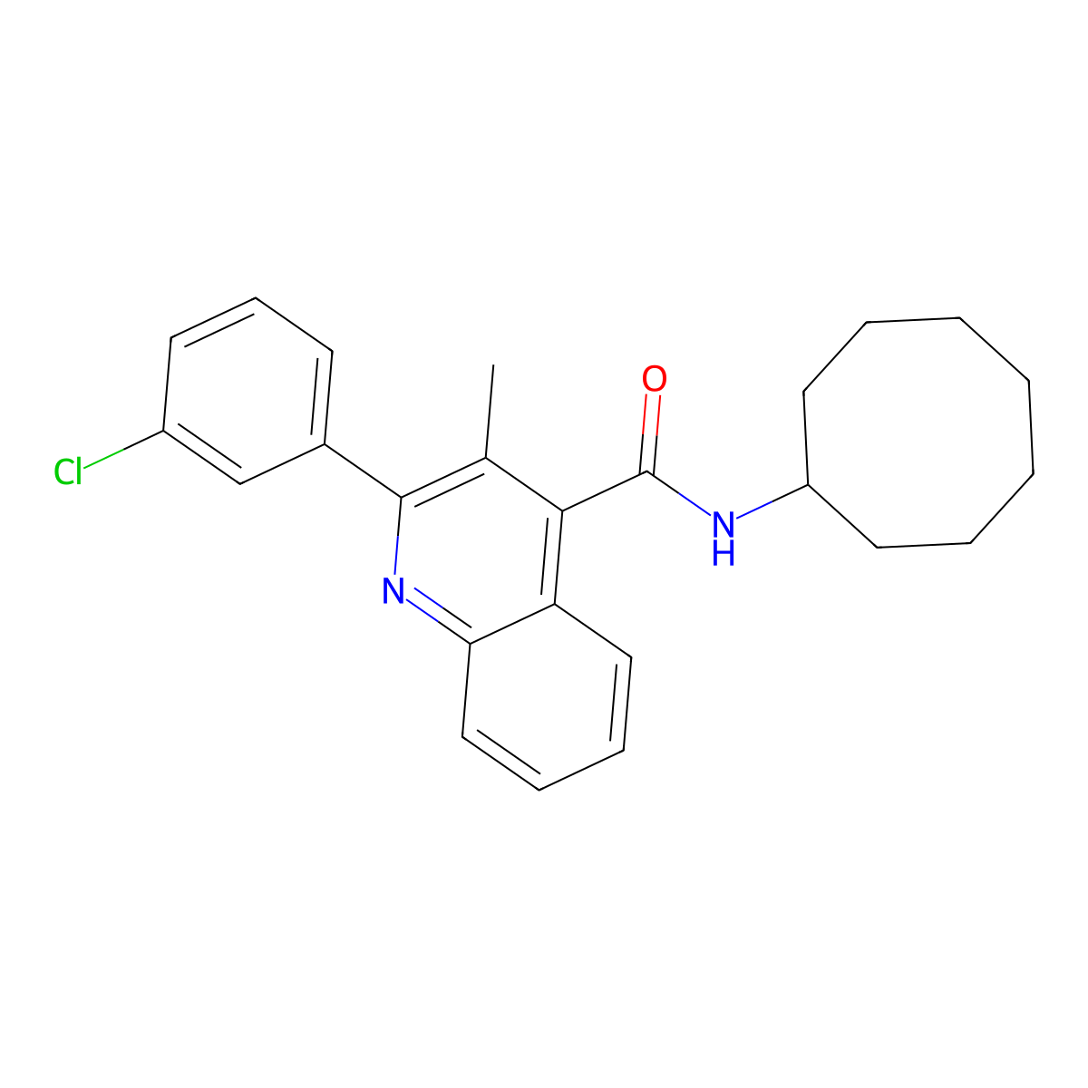 2-(3-chlorophenyl)-N-cyclooctyl-3-methylquinoline-4-carboxamide molecular structure, CAS 444909-31-3